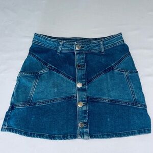 SO Blue Denim Mini Skirt with Button Detail